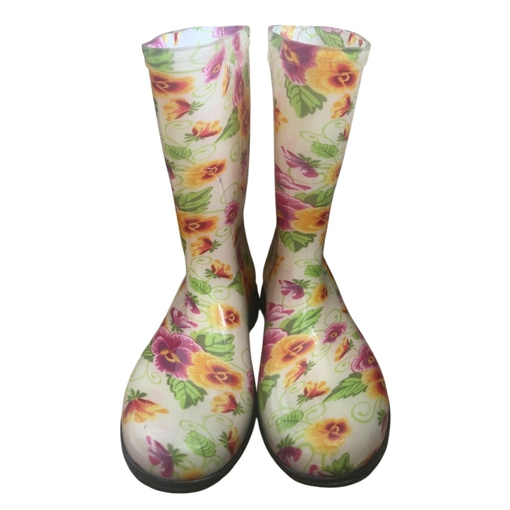 Women's Sloggers Boot Lug Sole Floral Print Gardening Rain Boots | SZ: 7